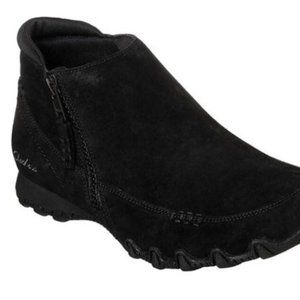 NEW Skechers Womens Suede Bikers Zippiest Ankle Shoe Sz 5.5